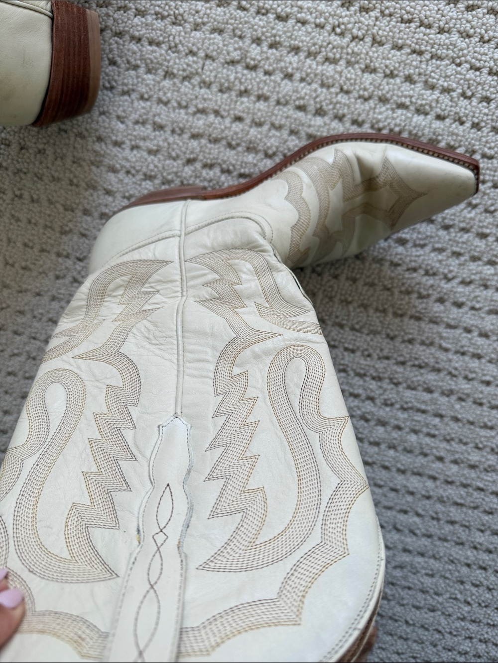 Authentic Lucchese Cream Western Cowboy Boots - Picture 3 of 7